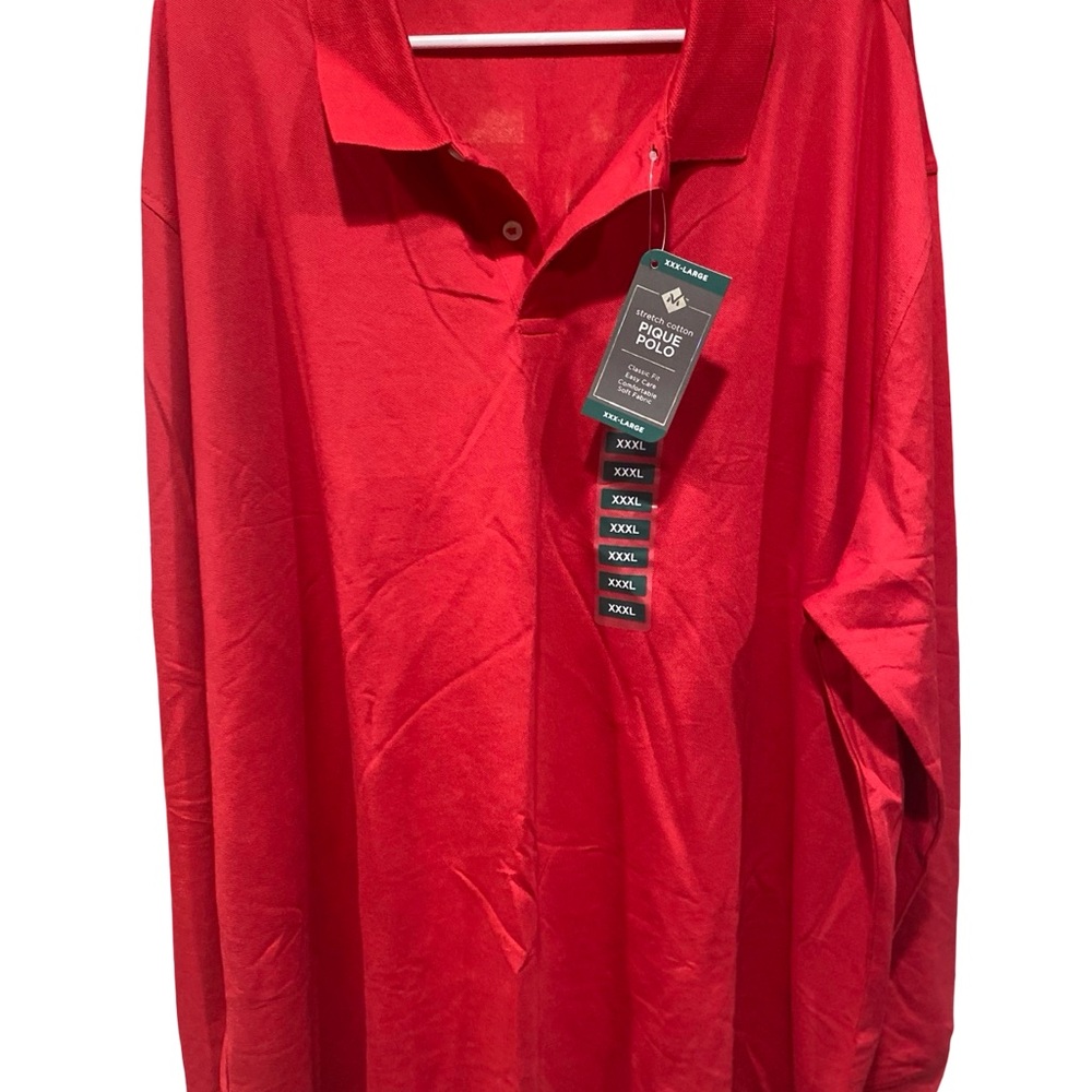 Bold Red Long Sleeve Polo Shirt